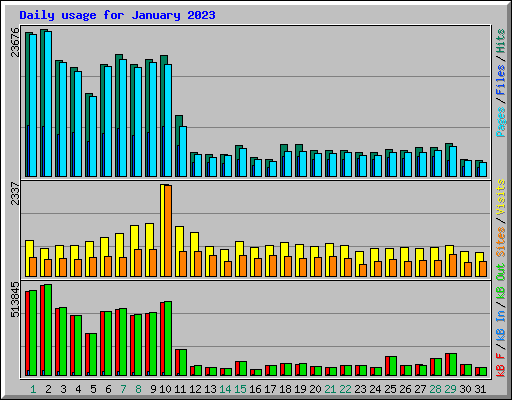 Daily usage for January 2023